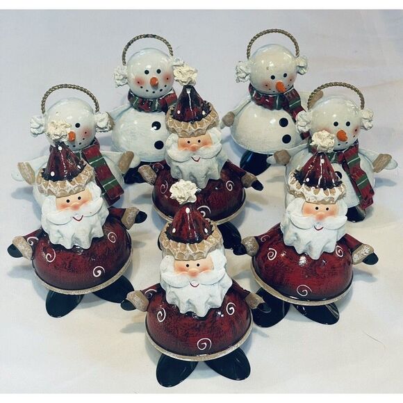 Other - Metal Santa & Snowman Stand Alone Centerpieces Christmas Figurines Lot Of 8